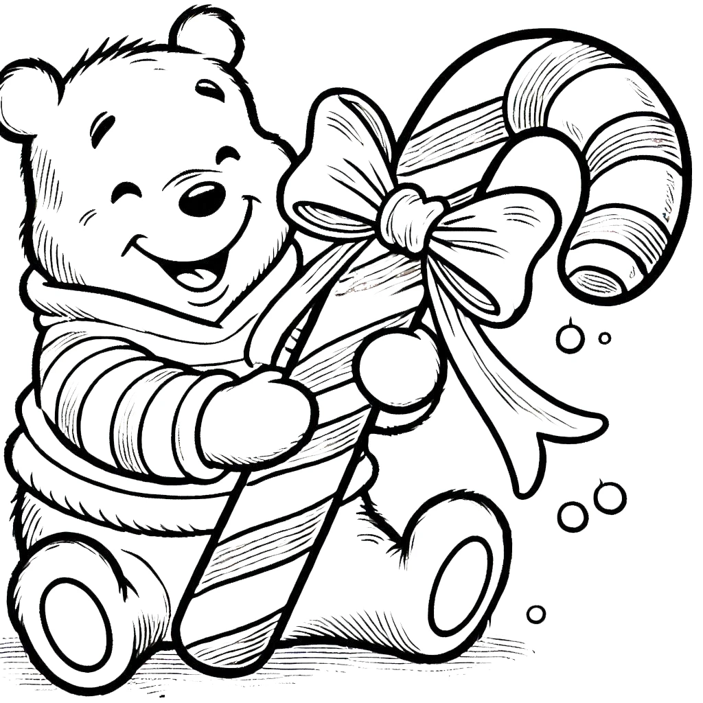 coloriage Winnie l’ourson Noël gratuit a imprimer