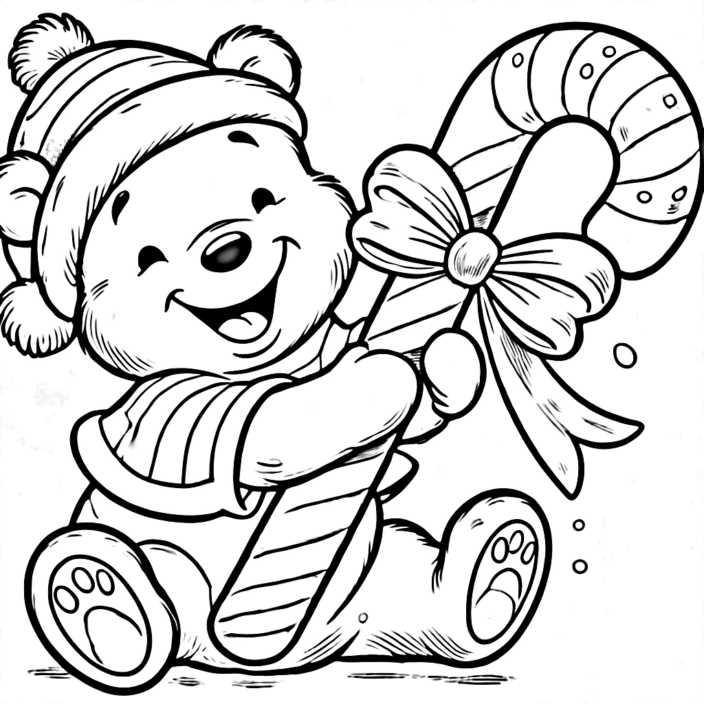 coloriage Winnie l’ourson Noël gratuit pour enfants