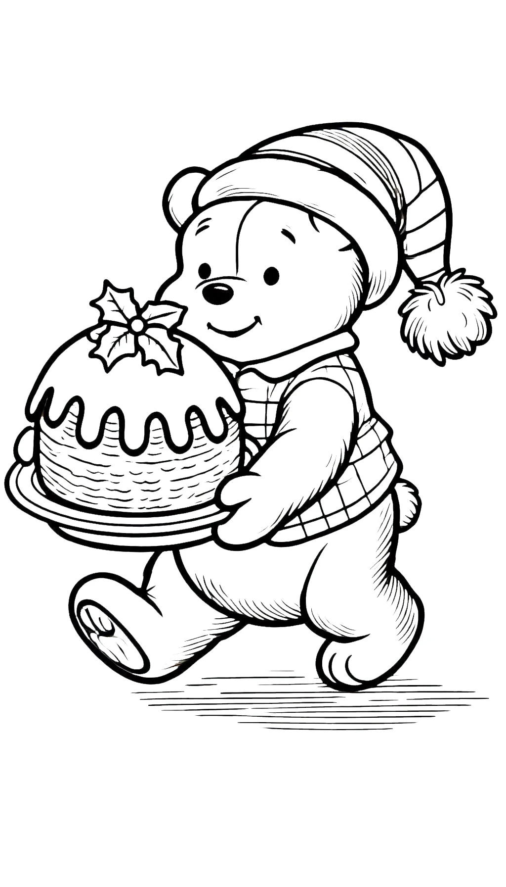 coloriage Winnie l’ourson Noël et découpage à imprimer