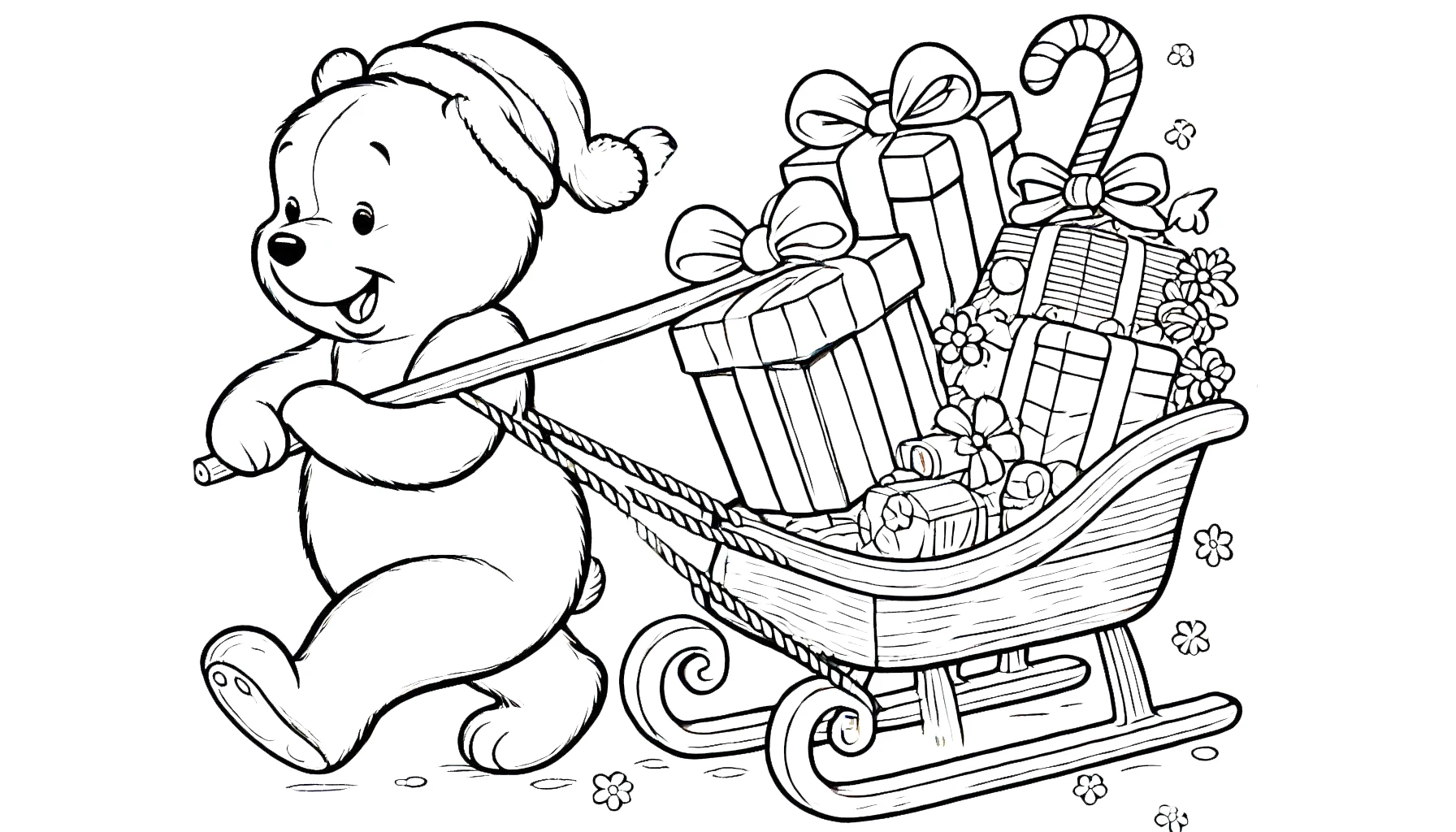 coloriage Winnie l’ourson Noël et dessins