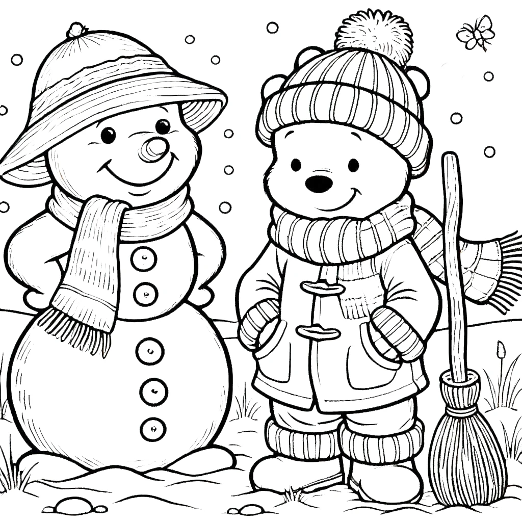 imprimer coloriage Winnie l’ourson Noël gratuit