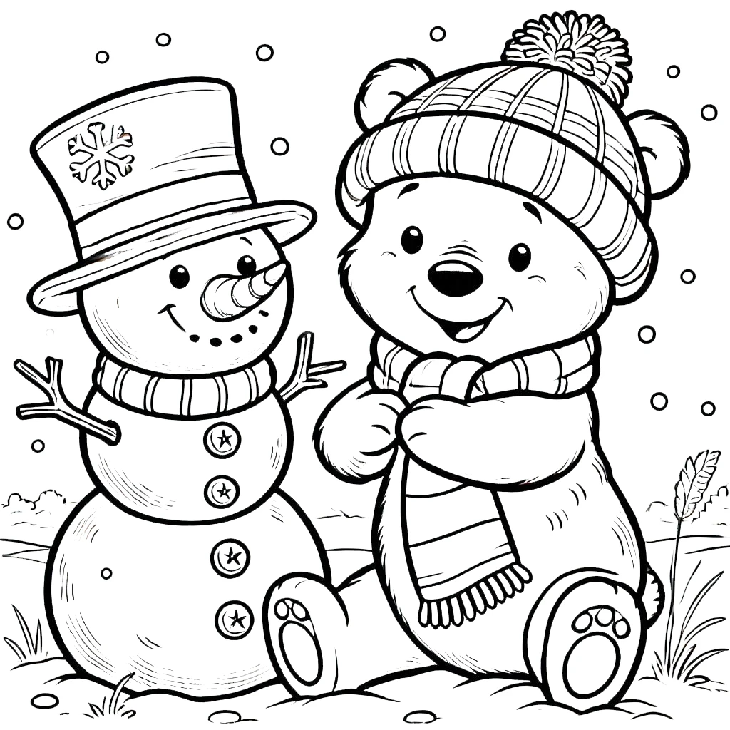 coloriage Winnie l’ourson Noël à imprimer pour enfants