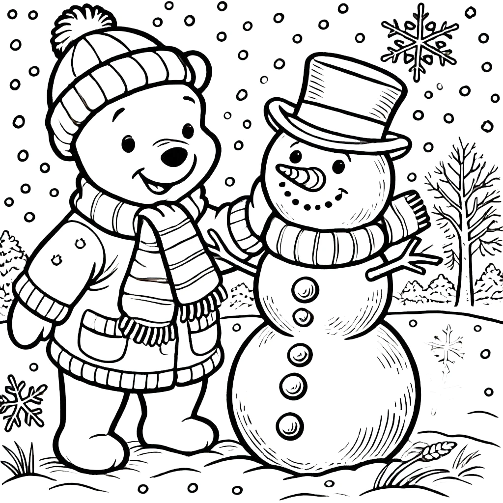 coloriage Winnie l’ourson Noël a imprimer gratuit