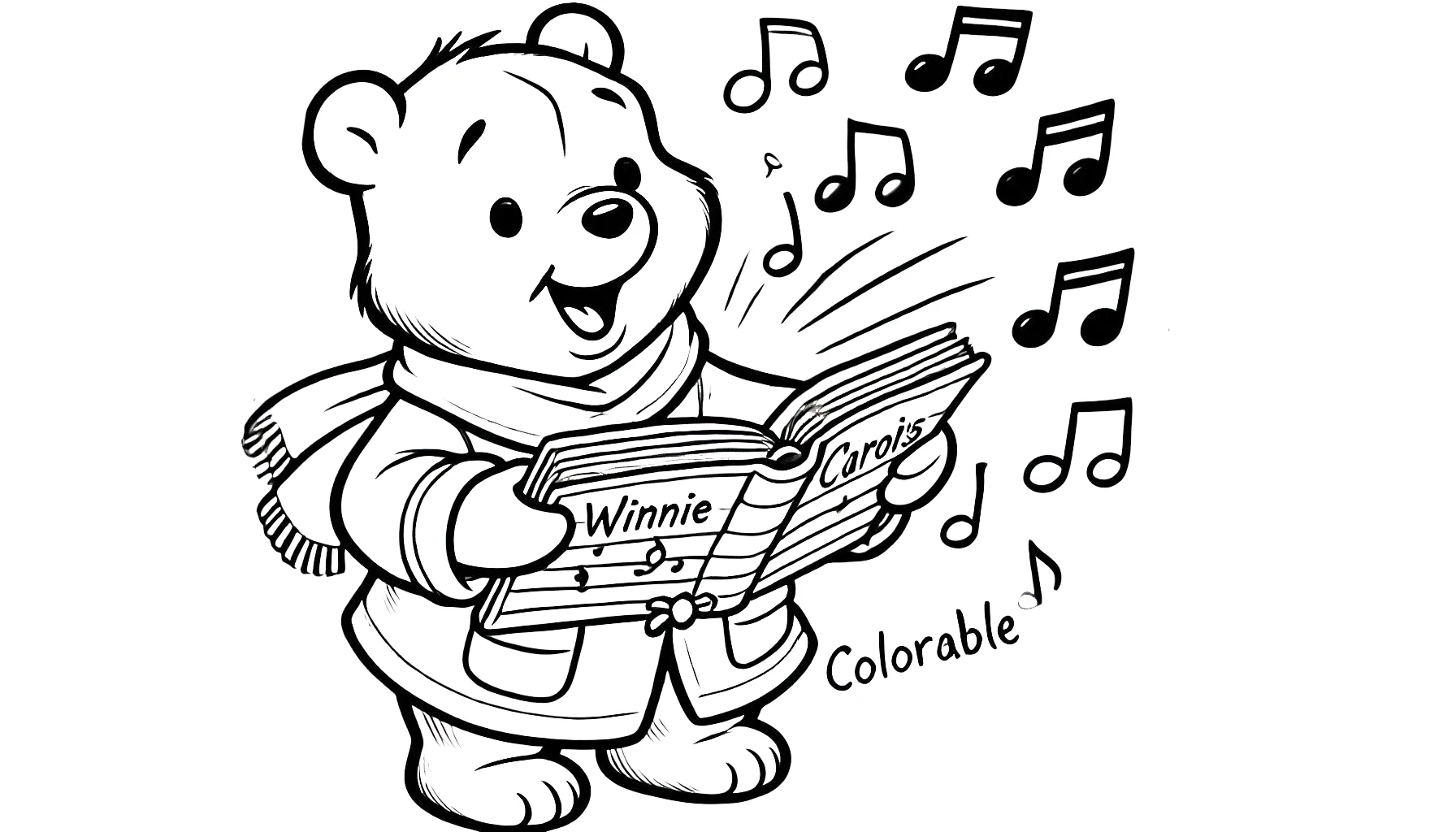 coloriage Winnie l’ourson Noël gratuit en ligne