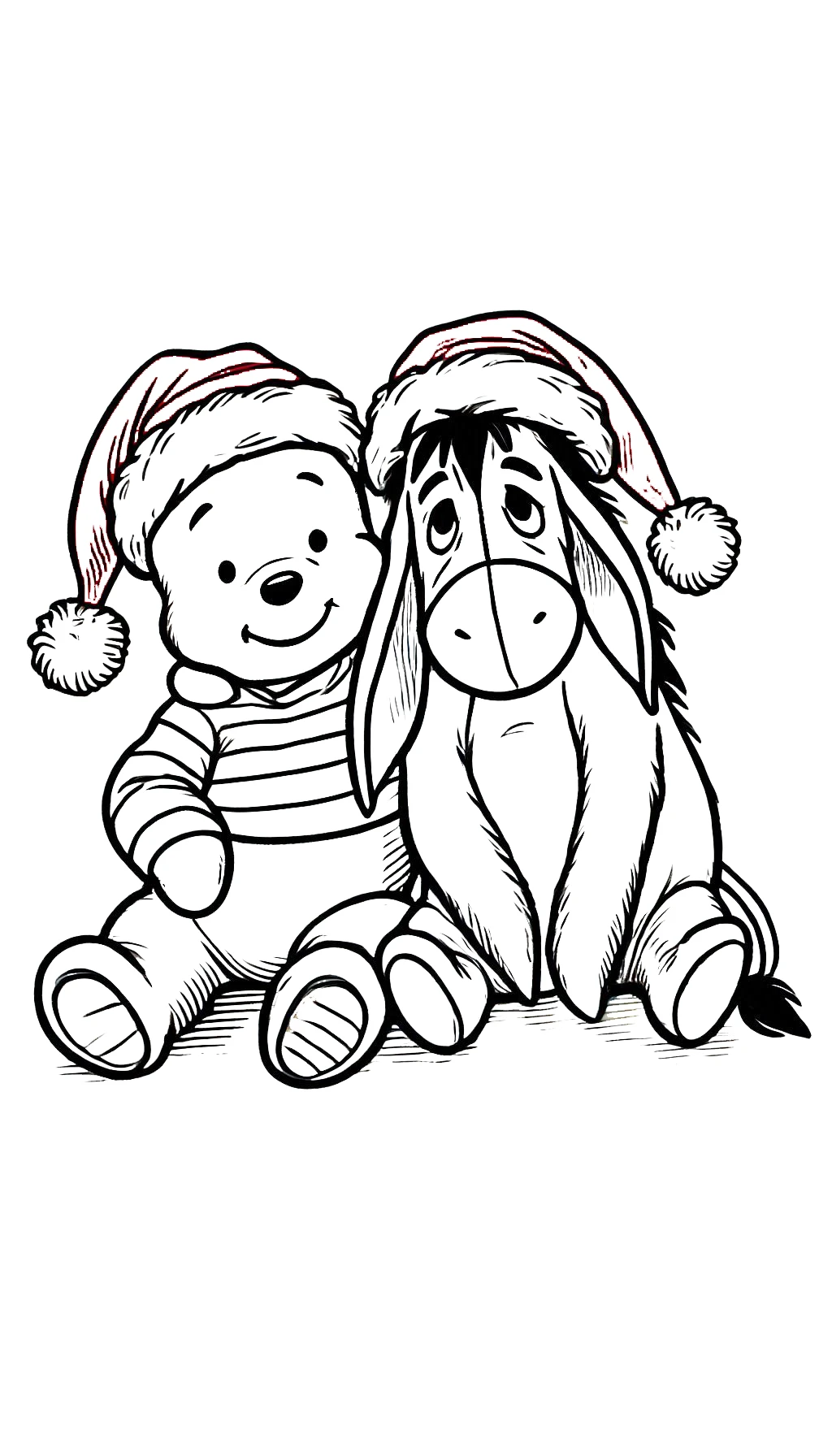 coloriage Winnie l’ourson Noël a telecharger