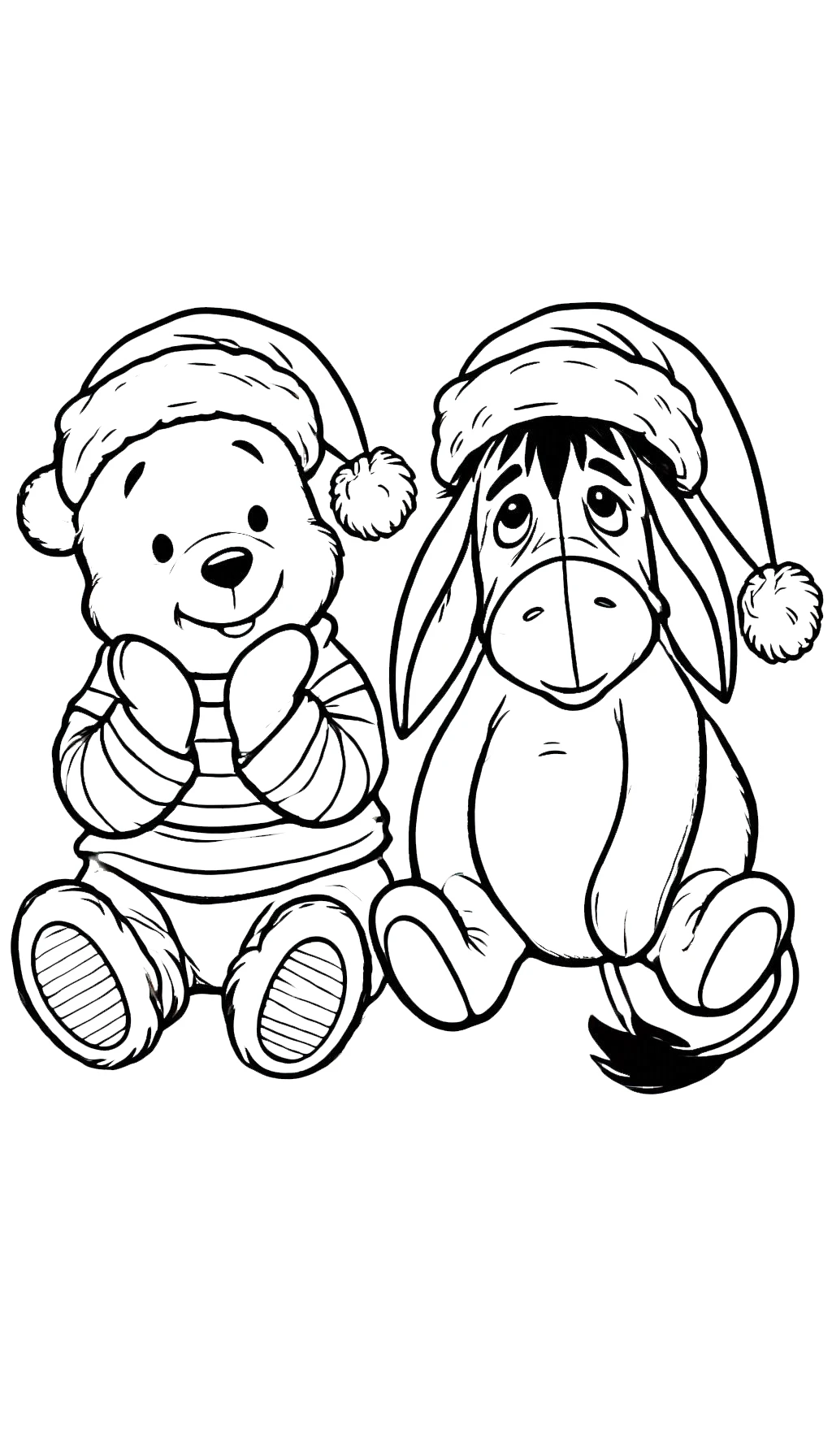 image pour coloriage Winnie l’ourson Noël enfant