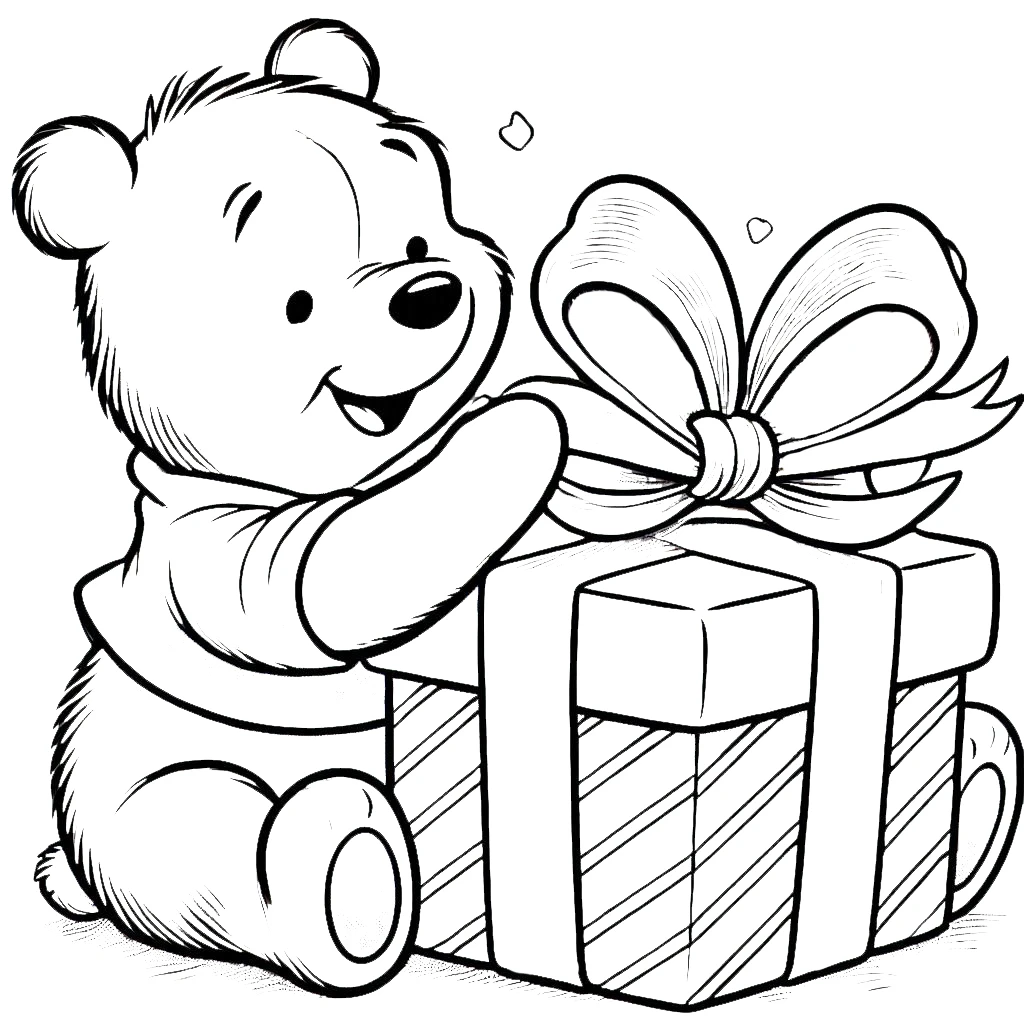 coloriage Winnie l’ourson Noël pour enfants