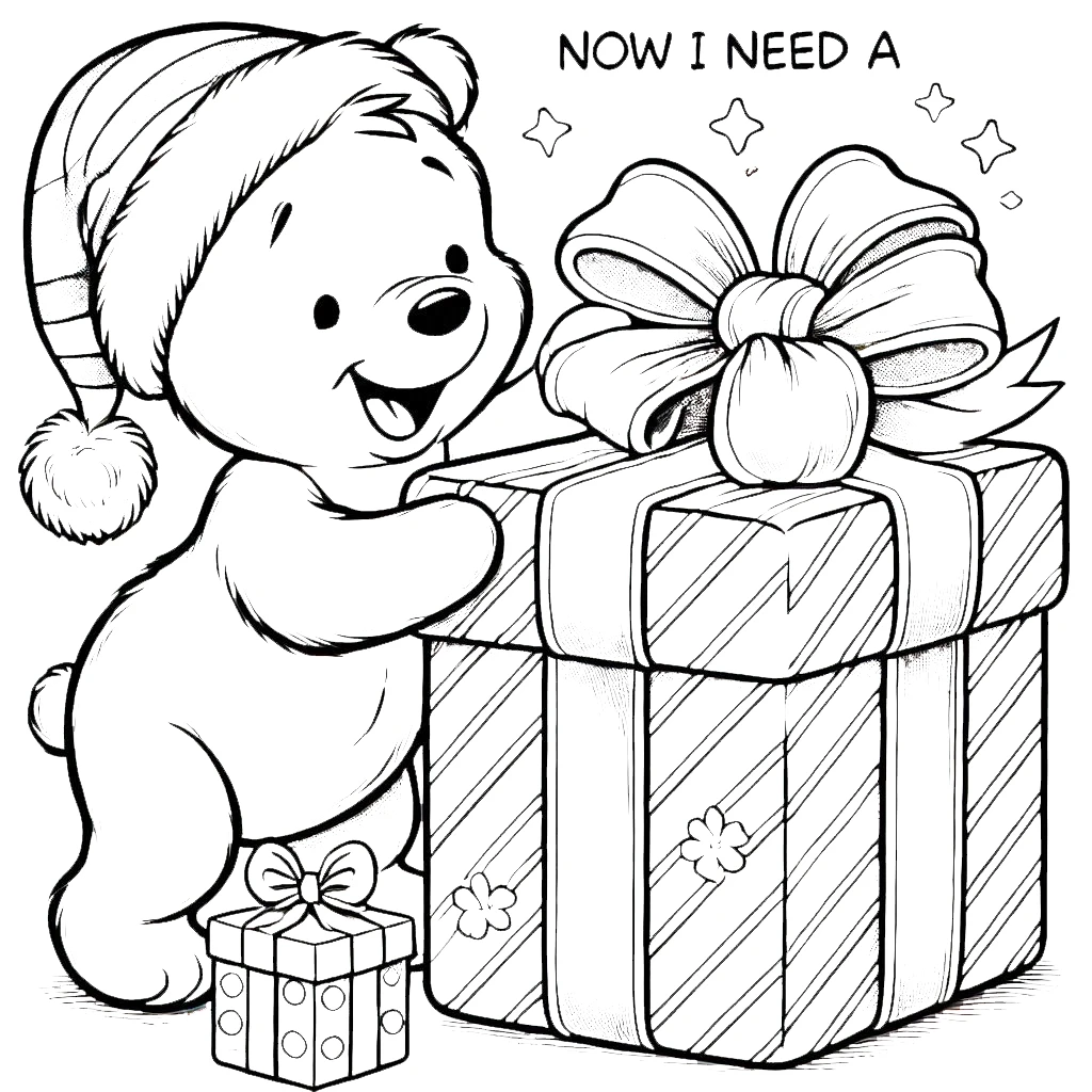 coloriage Winnie l’ourson Noël a colorier en ligne gratuitement