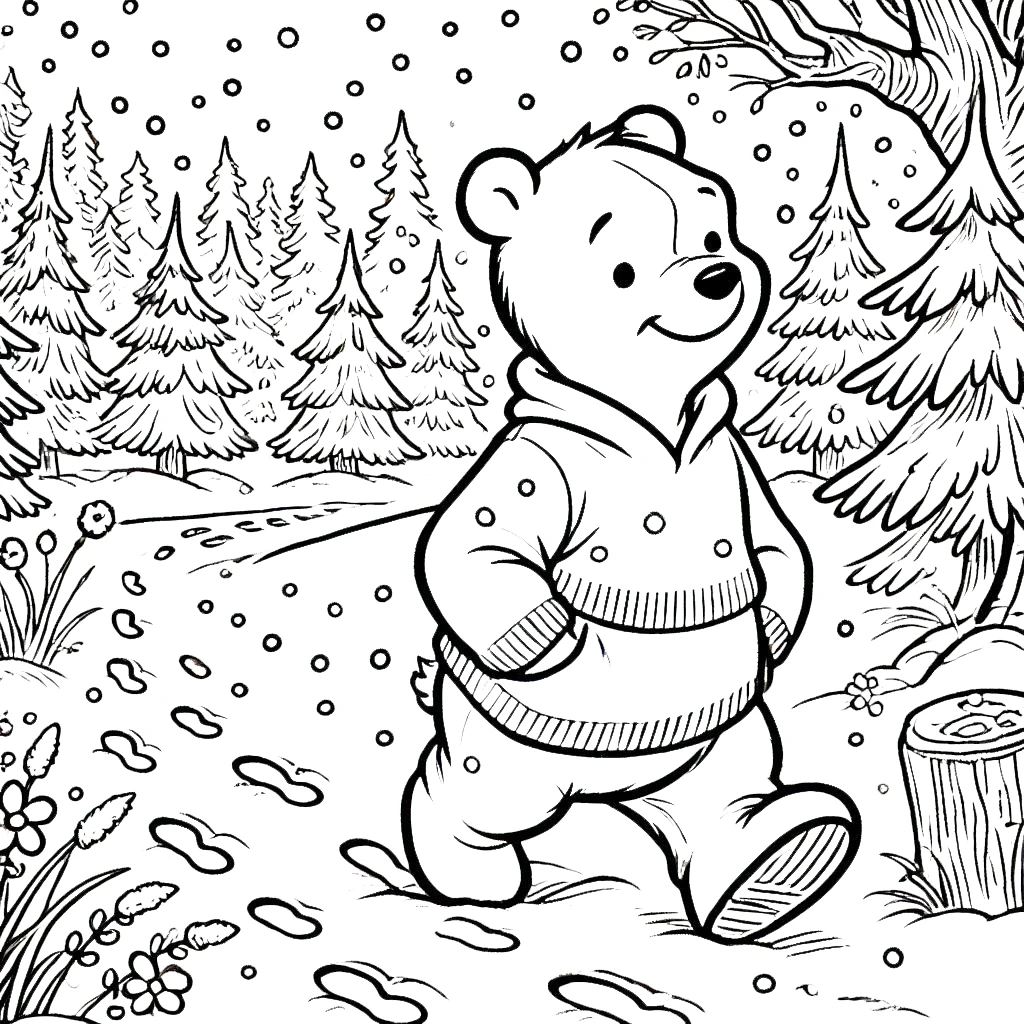 coloriage Winnie l’ourson Noël à imprimer pdf gratuit