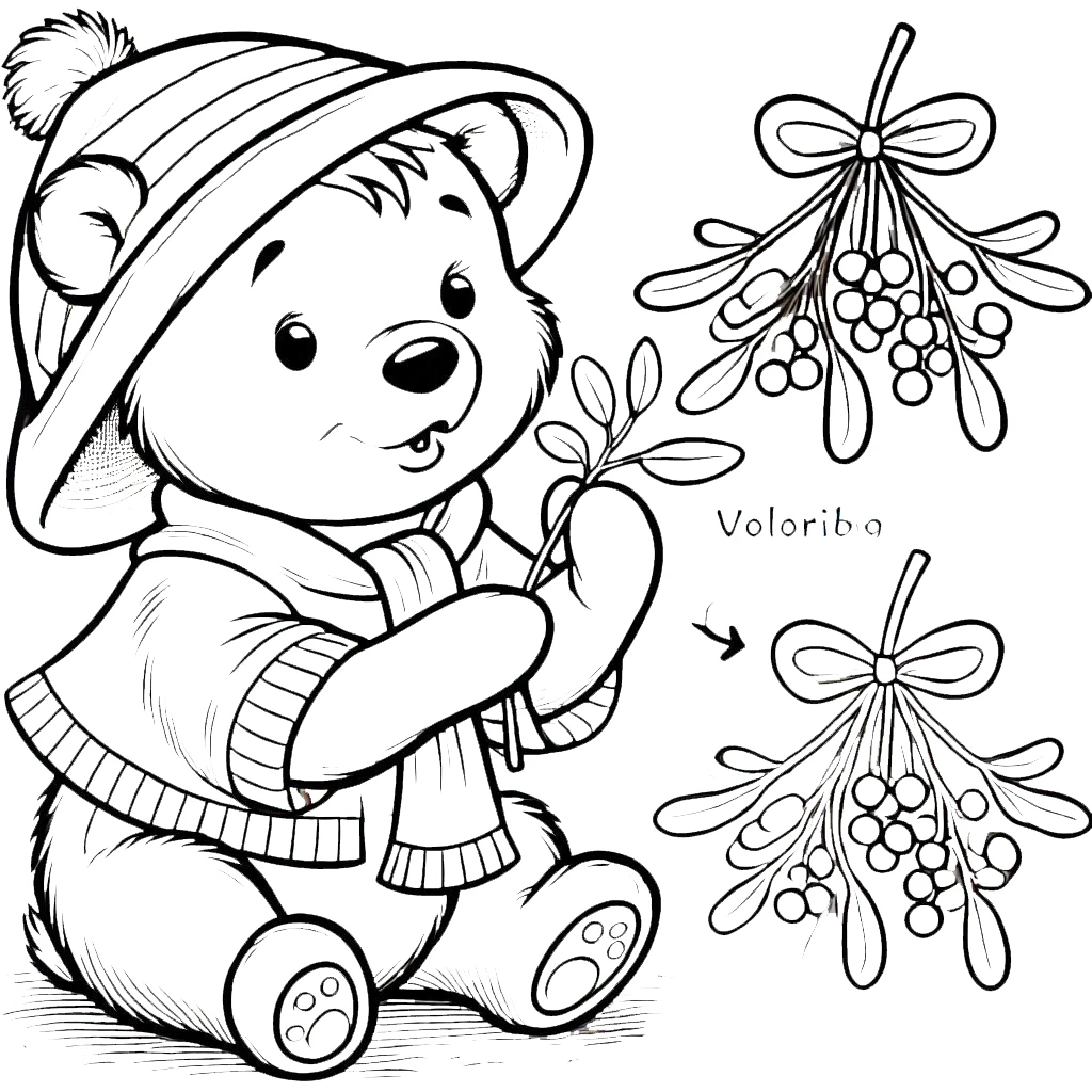 coloriage Winnie l’ourson Noël à imprimer pour enfant de 12 ans 1