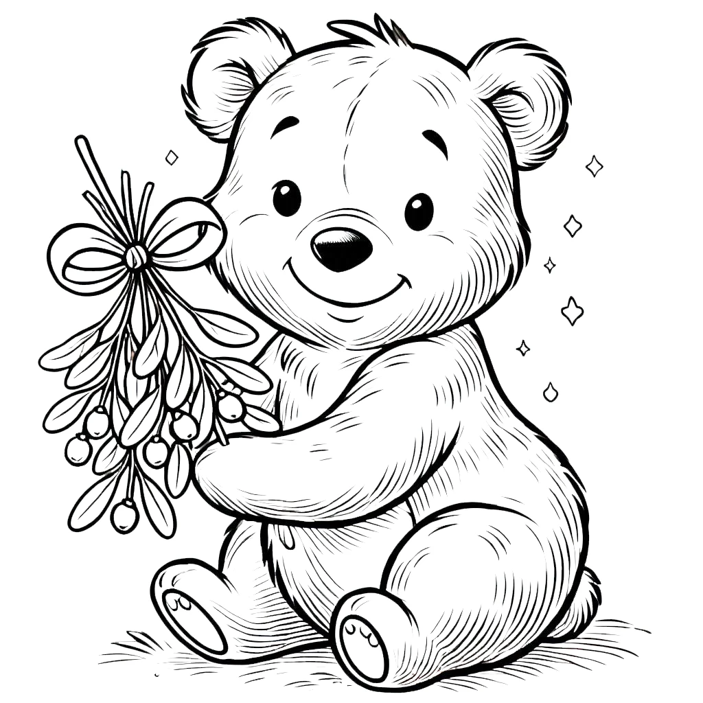 image de coloriage Winnie l’ourson Noël pour enfant