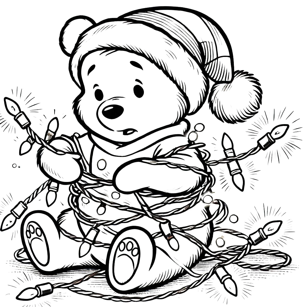 coloriage Winnie l’ourson Noël a colorier en ligne