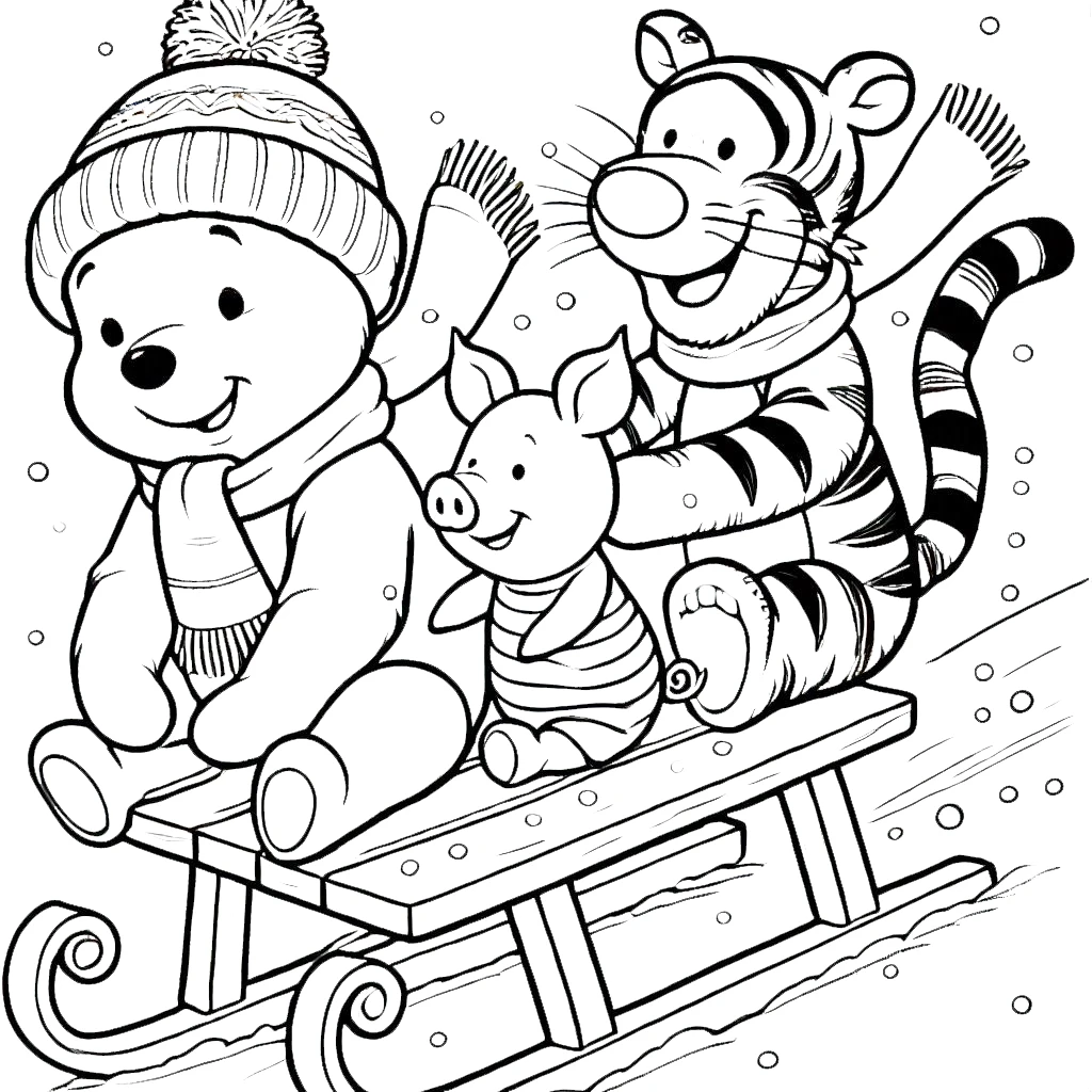 coloriage Winnie l’ourson Noël a imprimer