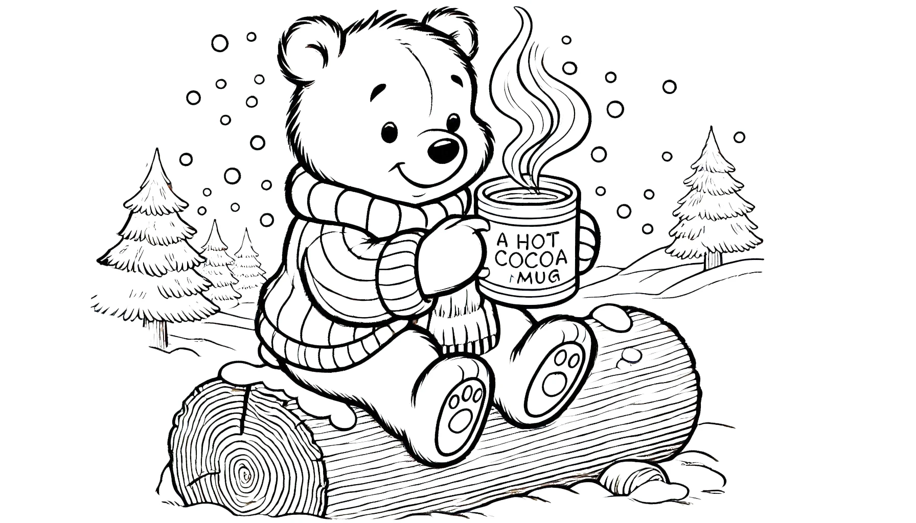 coloriage Winnie l’ourson Noël à imprimer a4 1