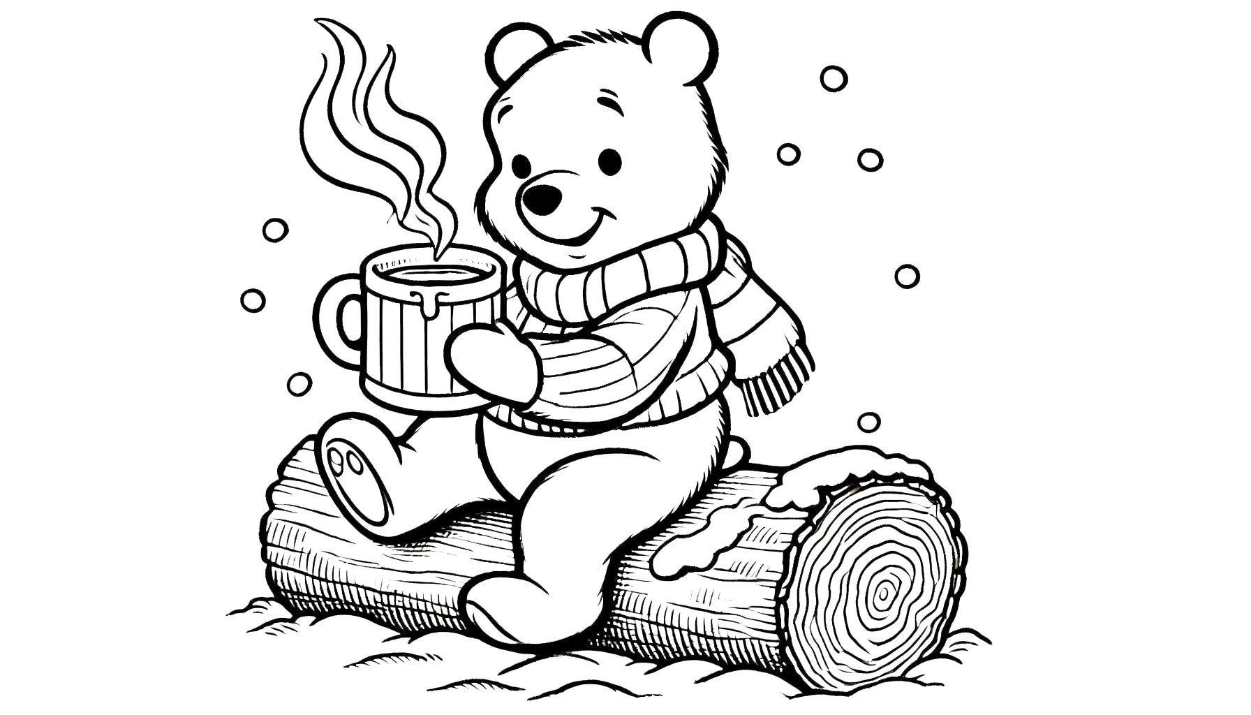 coloriage Winnie l’ourson Noël a colorier en ligne 1