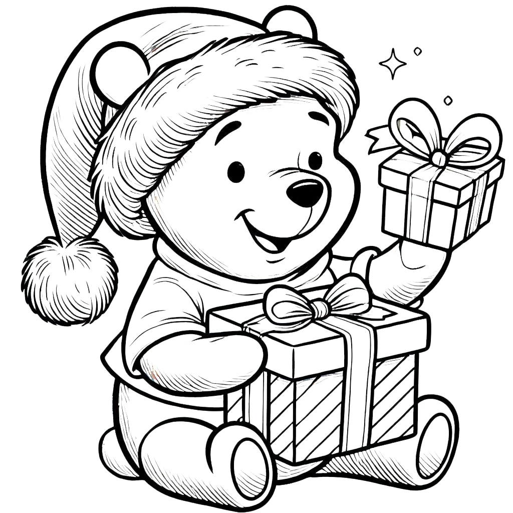 coloriage Winnie l’ourson Noël en ligne 1