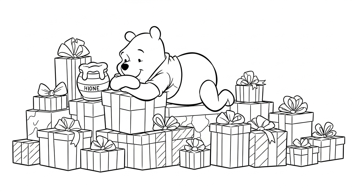 coloriage Winnie l’ourson Noël updated pour enfants a imprimer