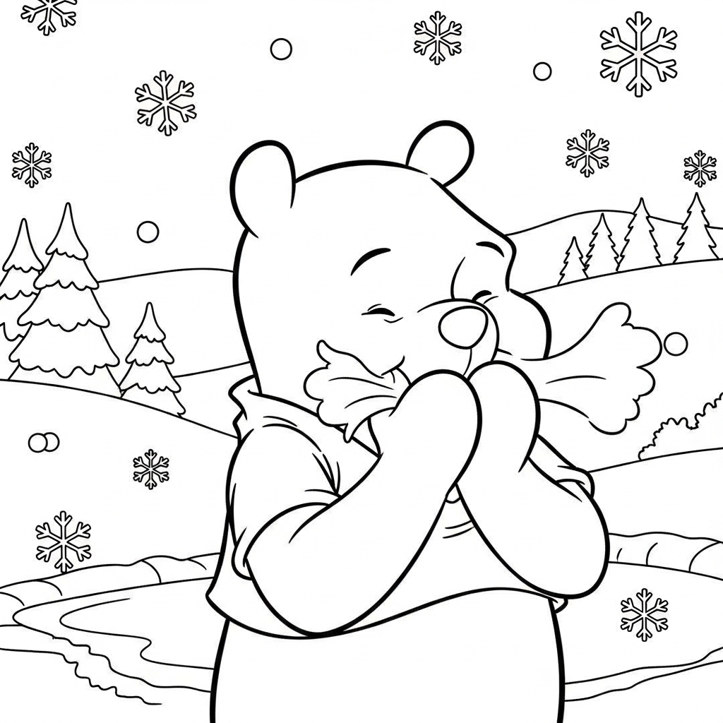 coloriage Winnie l’ourson Noël updated et decoupage a imprimer gratuit