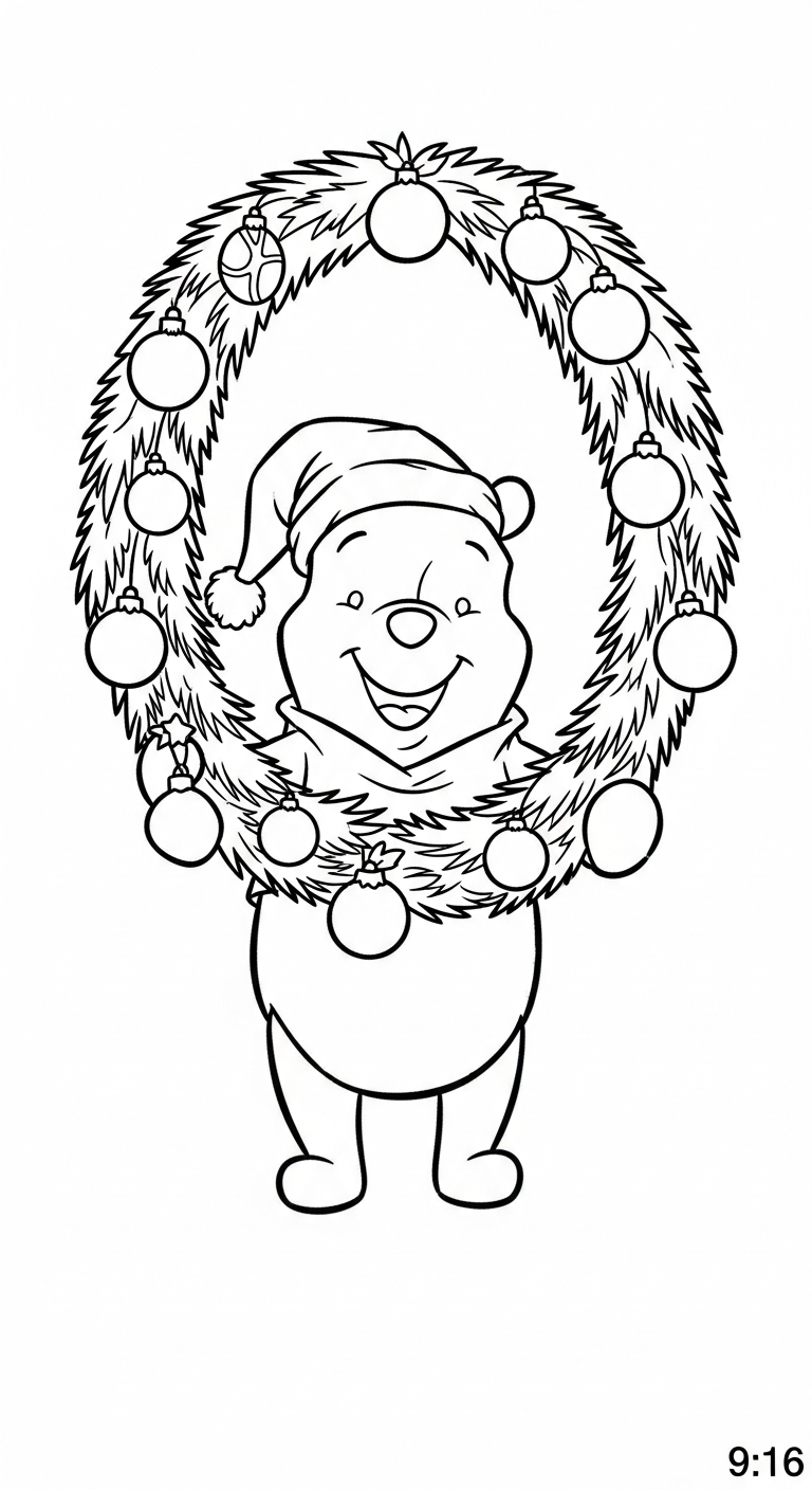 coloriage Winnie l’ourson Noël updated à imprimer