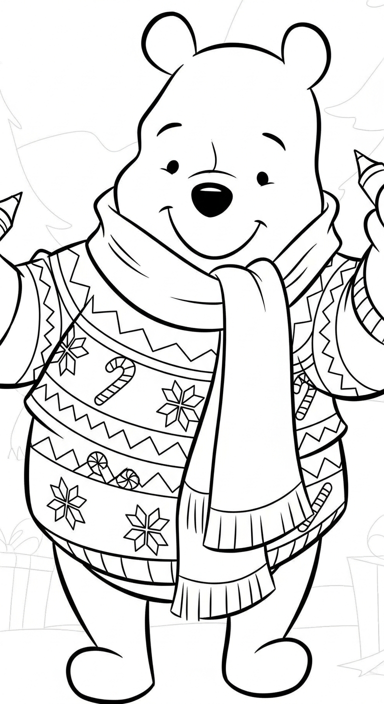 coloriage Winnie l’ourson Noël updated a imprimer gratuit