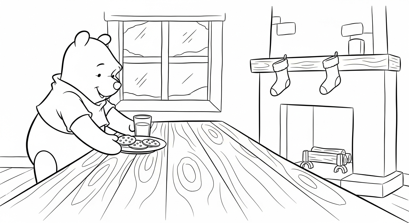 télécharger coloriage Winnie l’ourson Noël updated gratuit
