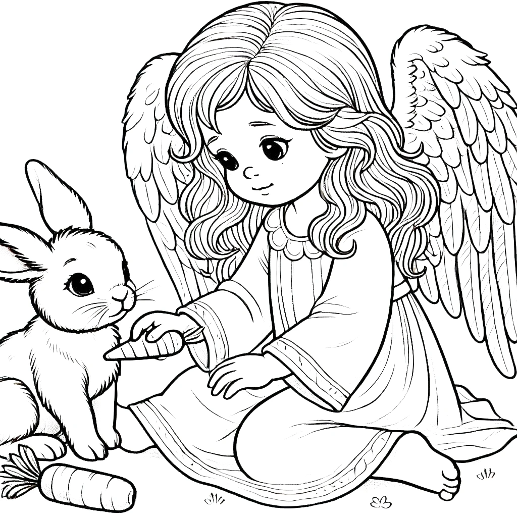 coloriage Ange à imprimer pour enfant de 8 ans