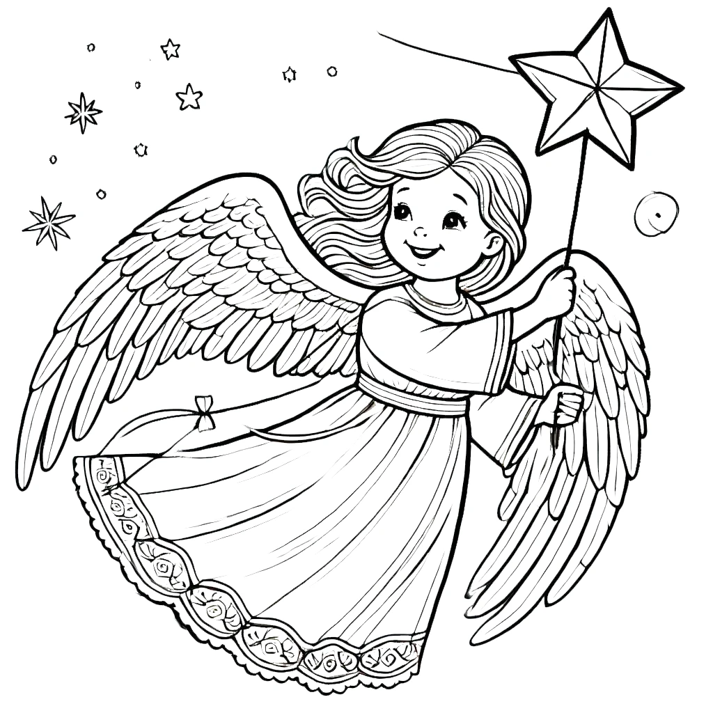 image pour coloriage Ange enfant