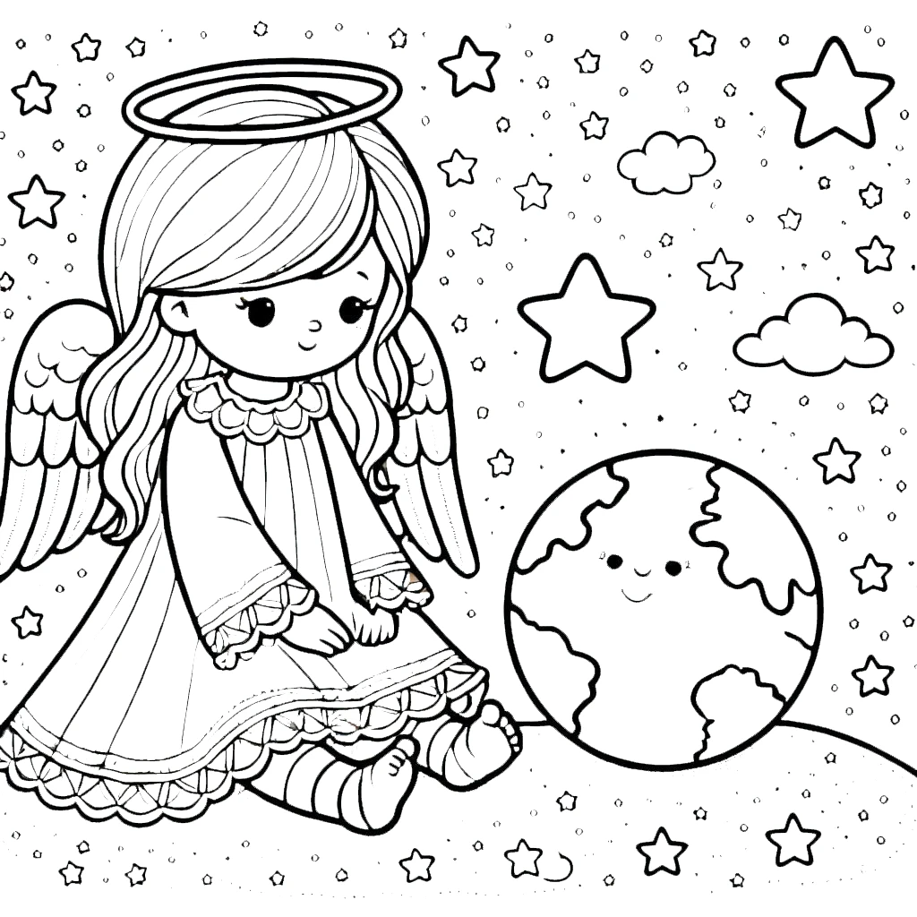 coloriage Ange à imprimer pour enfant de 4 ans