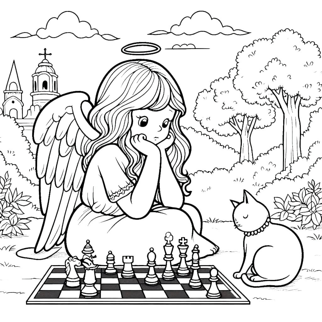 image de coloriage Ange pour enfant