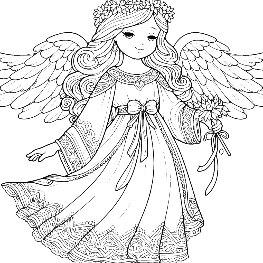 coloriage Ange et decoupage a imprimer gratuit 1