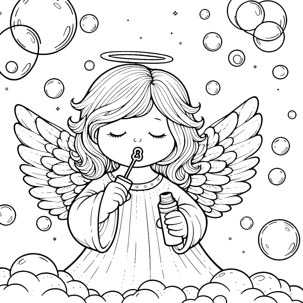 coloriage Ange à imprimer pour enfant de 6 ans