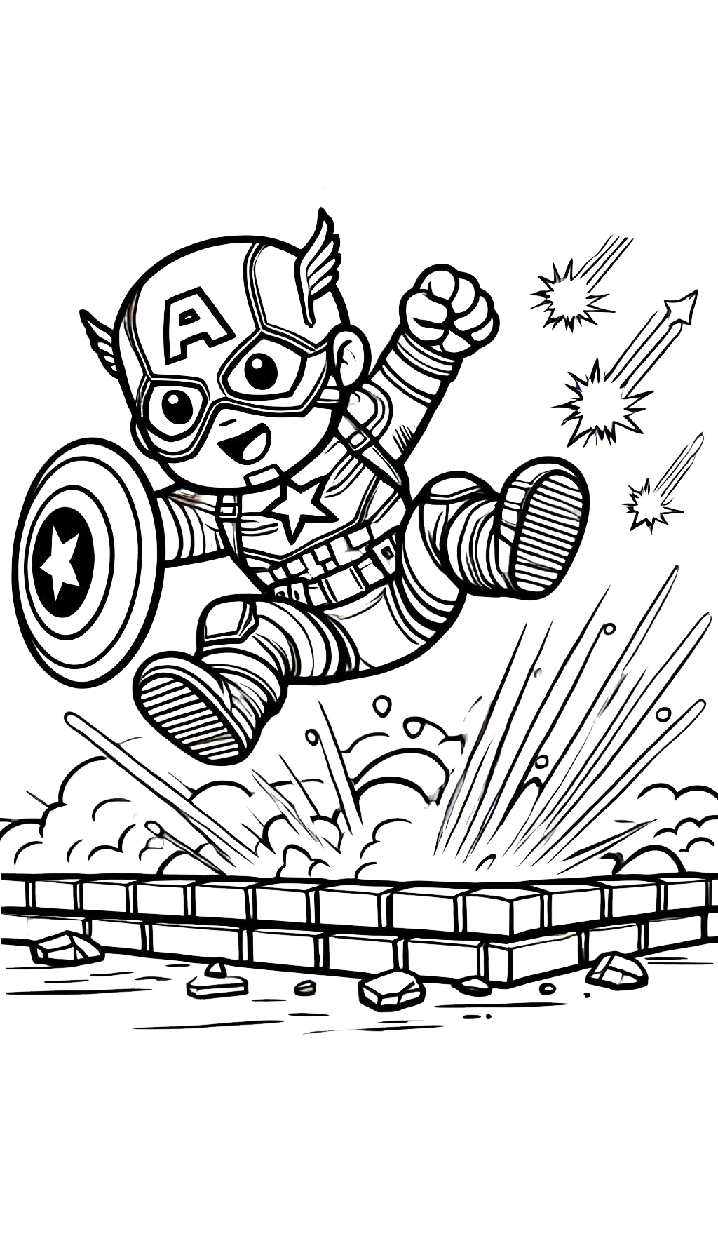 coloriage Captain American pour enfant de 8 ans