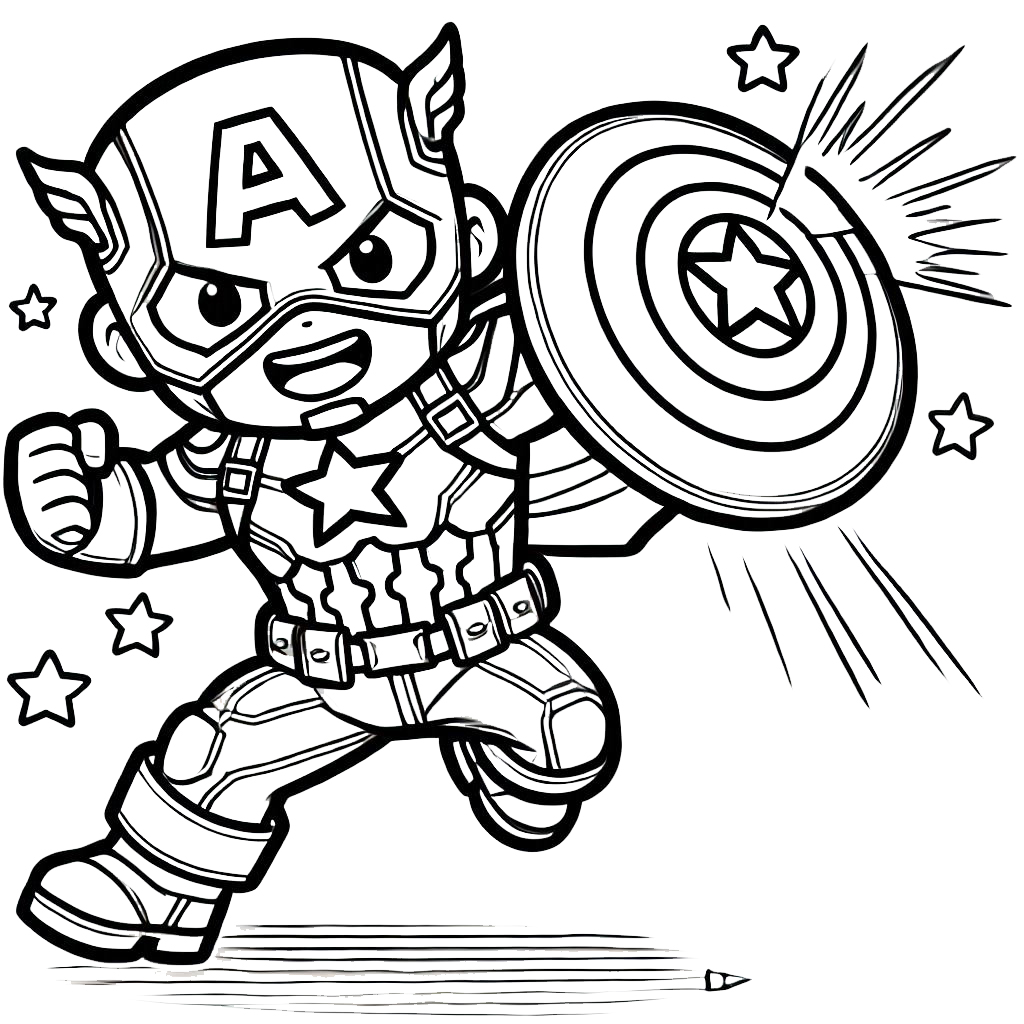 coloriage Captain American et apprentissage 1