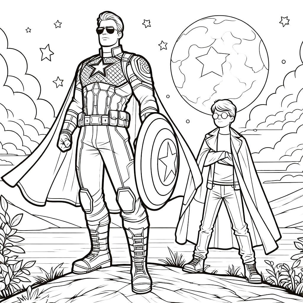 coloriage Captain American pour enfant de 8 ans 1