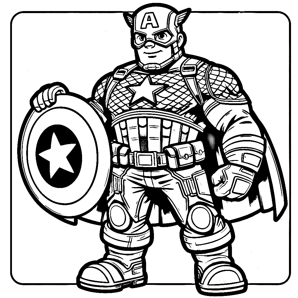 coloriage Captain American pour enfant de 6 ans