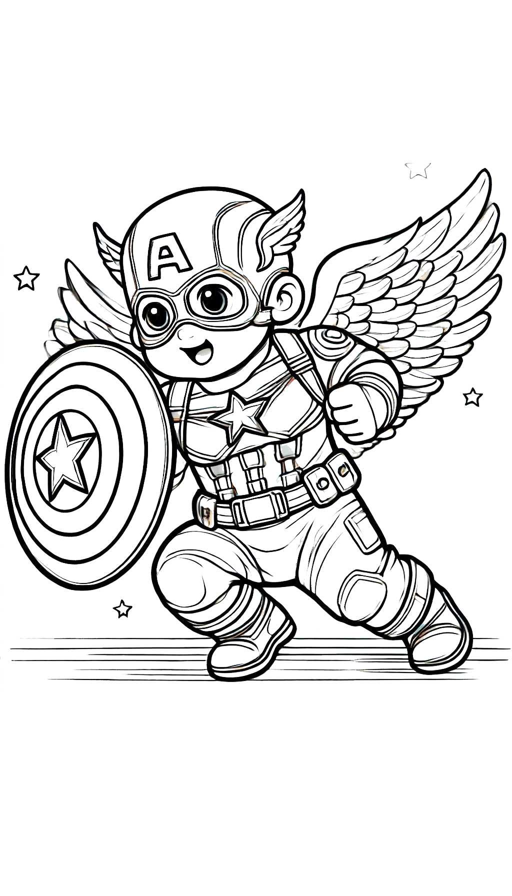 coloriage Captain American et découpage à imprimer 2