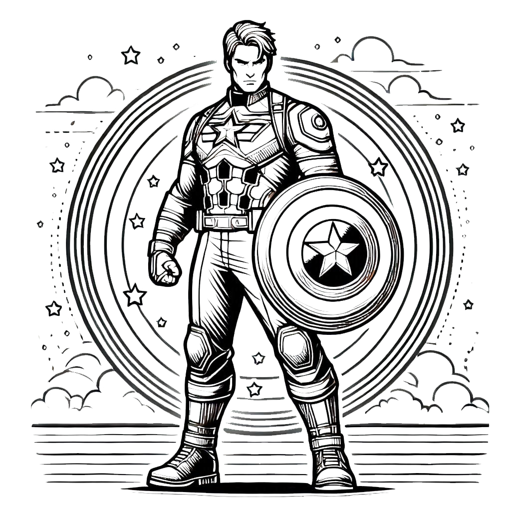 coloriage Captain American et apprentissage