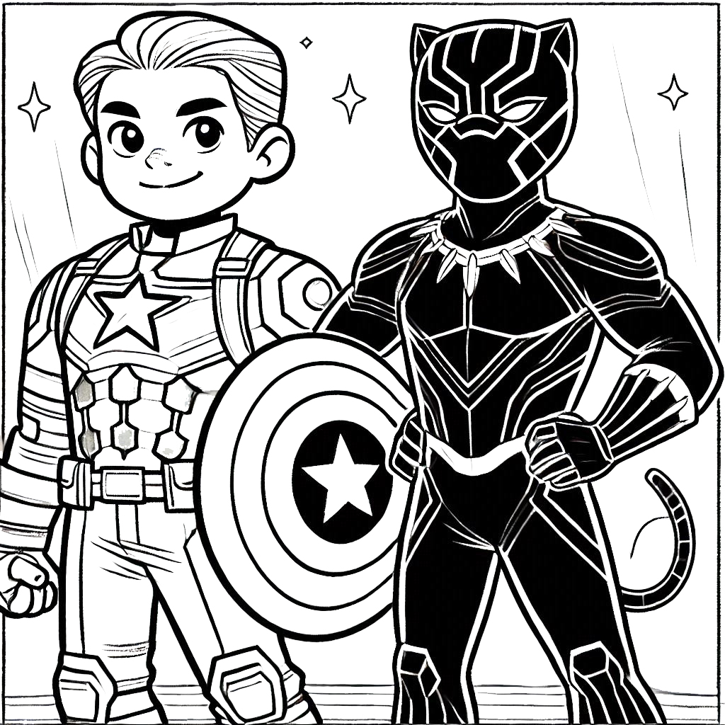 coloriage Captain American à imprimer kawaii