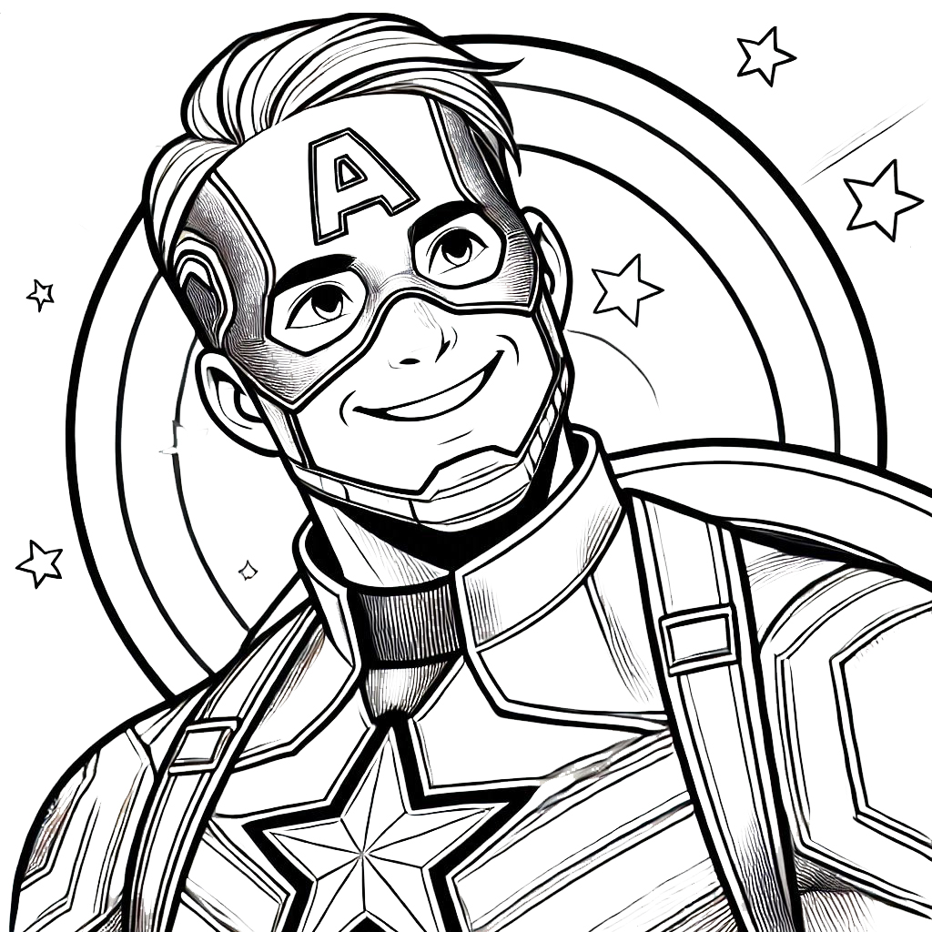 coloriage Captain American educatif pour enfant 1