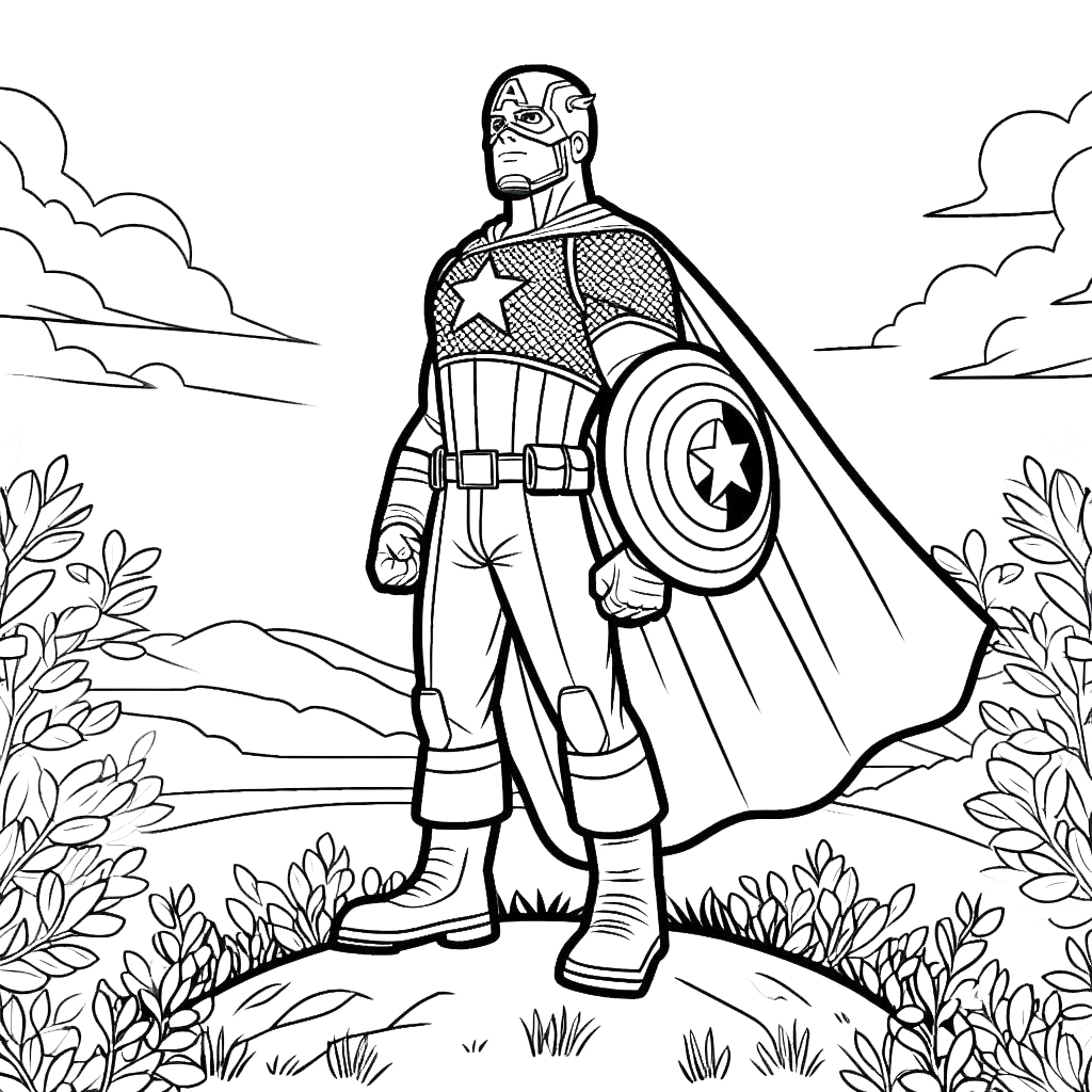 coloriage Captain American educatif pour enfant