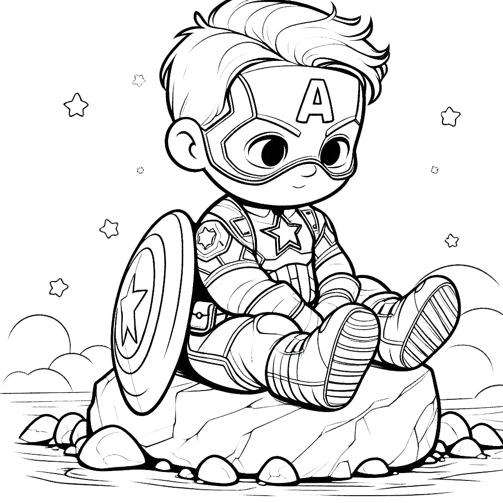 coloriage Captain American pour enfant de 3 ans