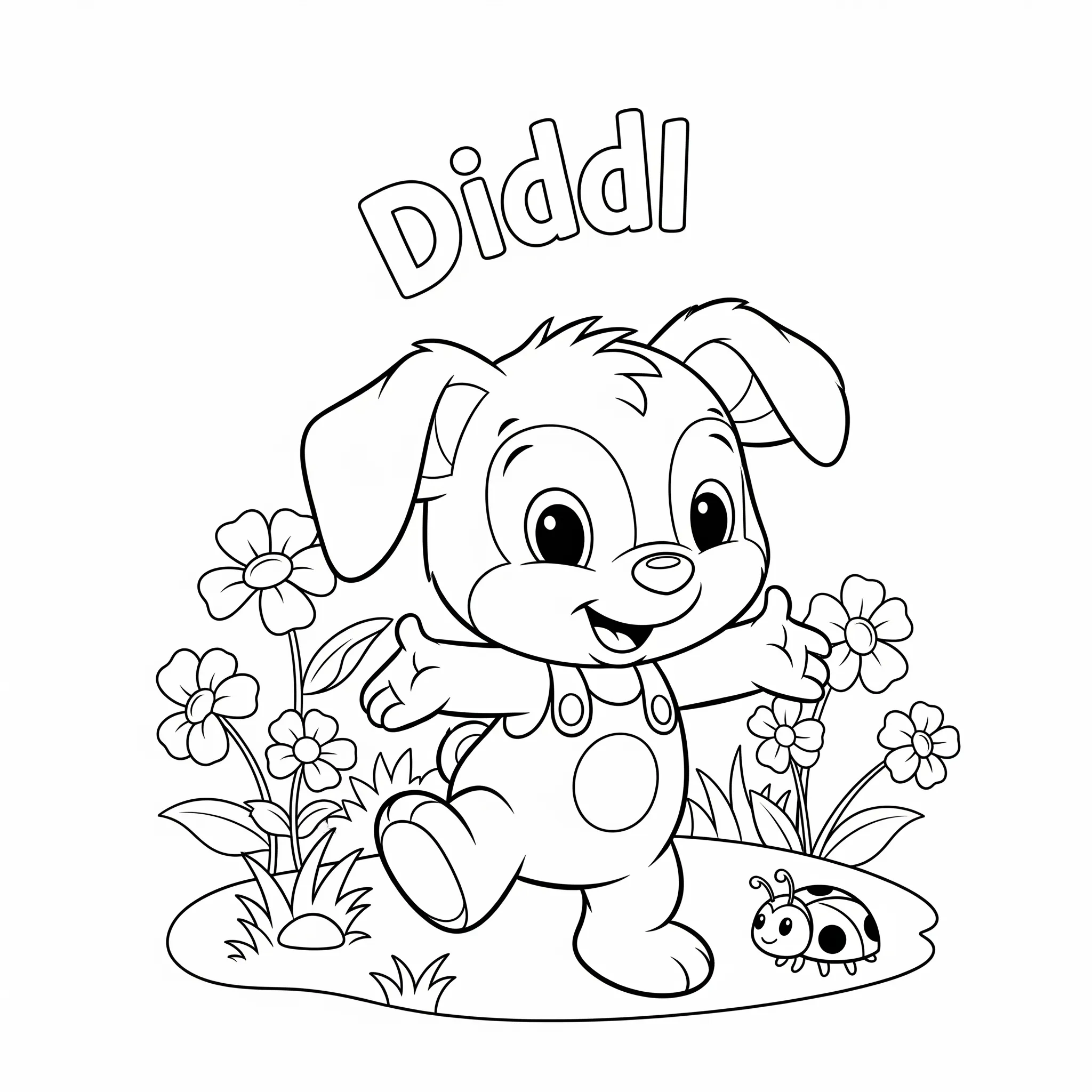 image pour coloriage Diddl dans le Jardin enfant