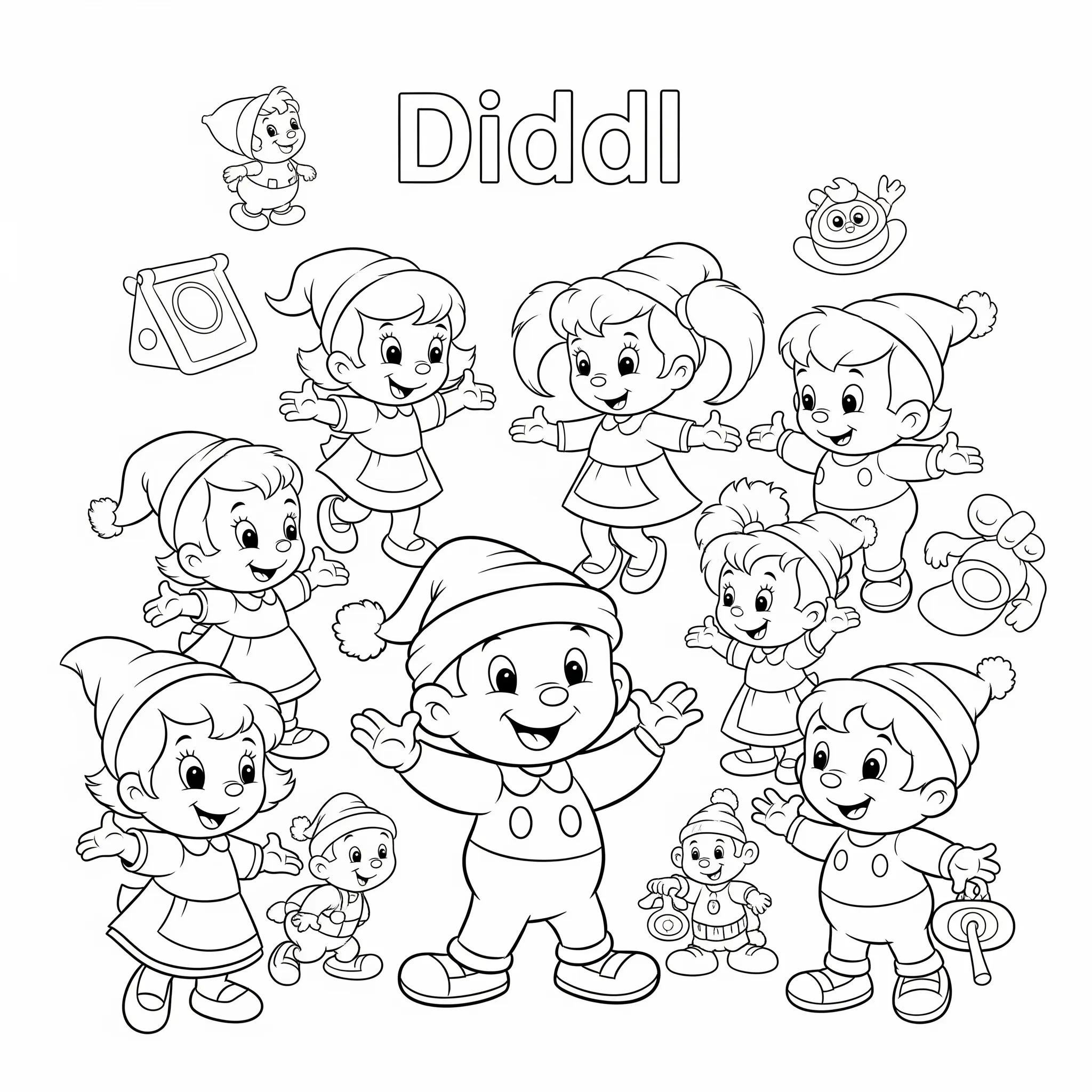 coloriage Diddl et ses Amis Joyeux d'enfant a imprimer