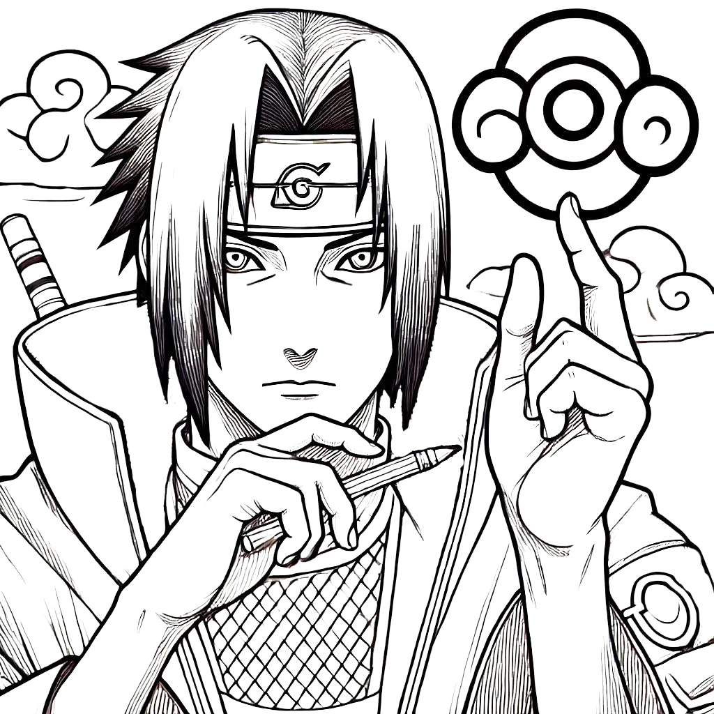 coloriage Itachi pour enfant de 6 ans