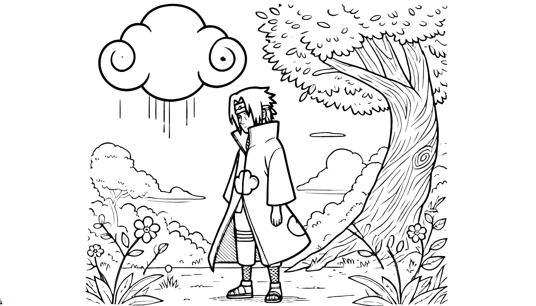 coloriage Itachi à imprimer pour enfant de 7 ans