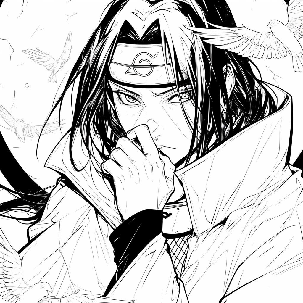 coloriage Itachi pour bebe a imprimer