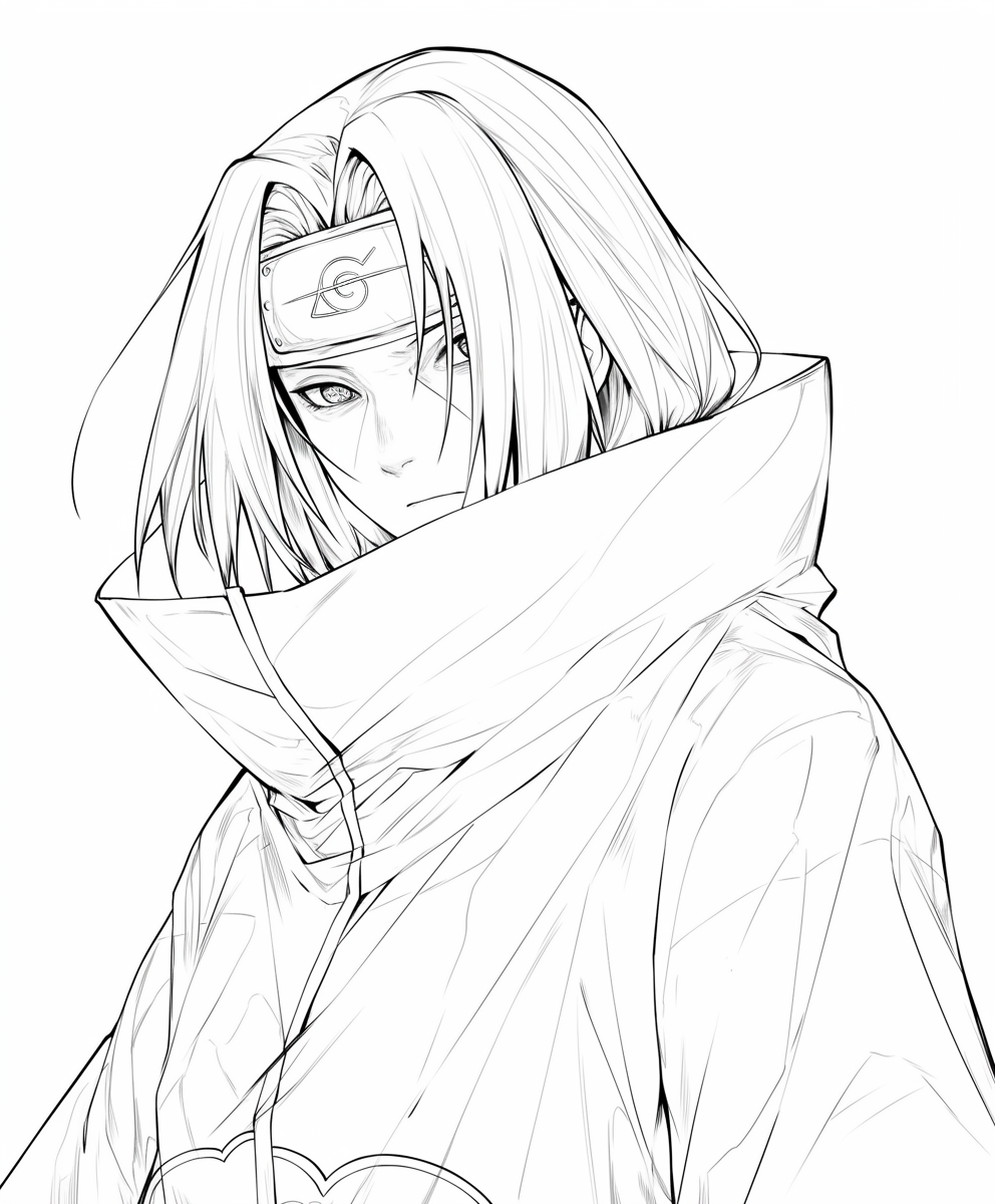 coloriage Itachi a imprimer pour enfant de 4 ans