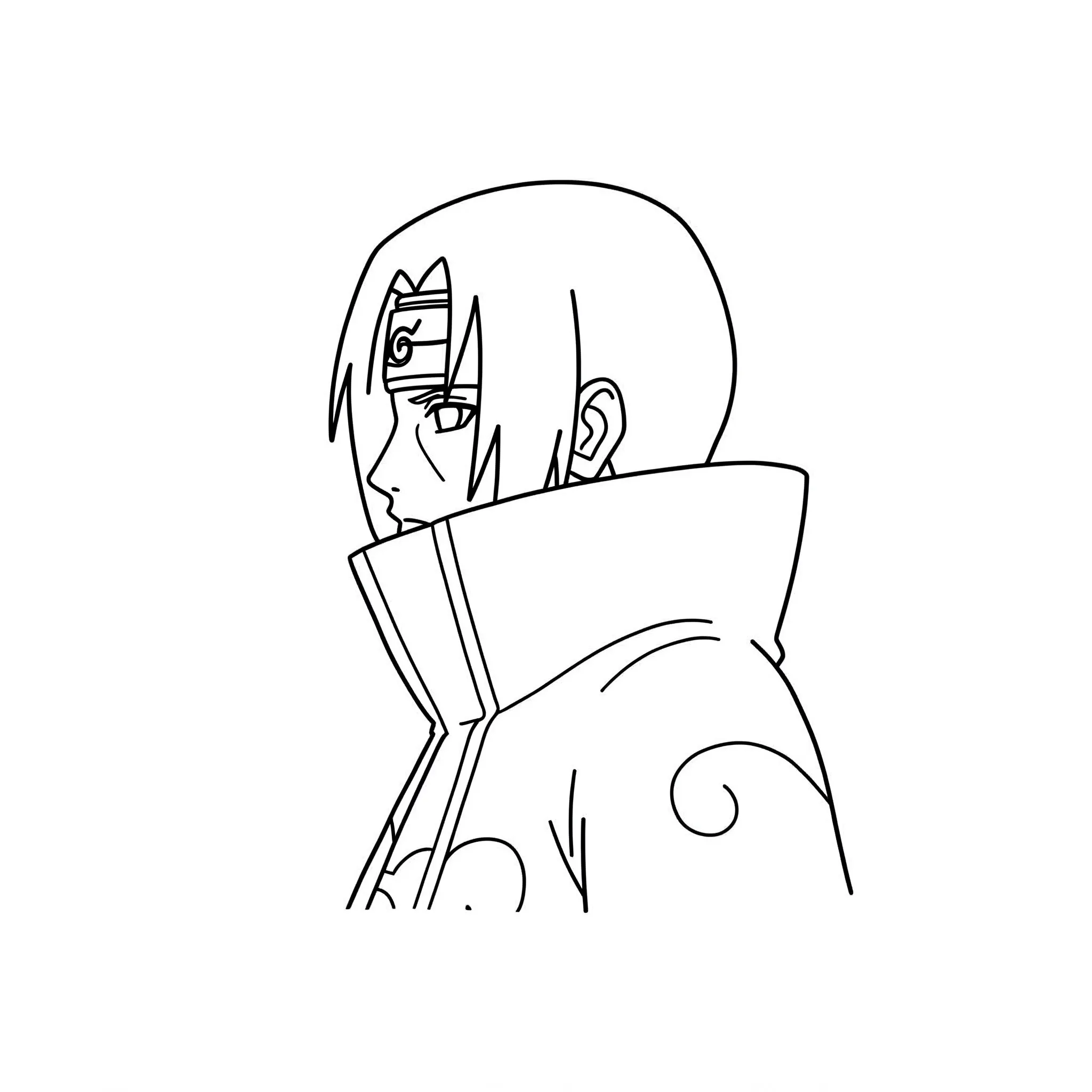 coloriage Itachi de profil à imprimer pour enfant de 4 ans