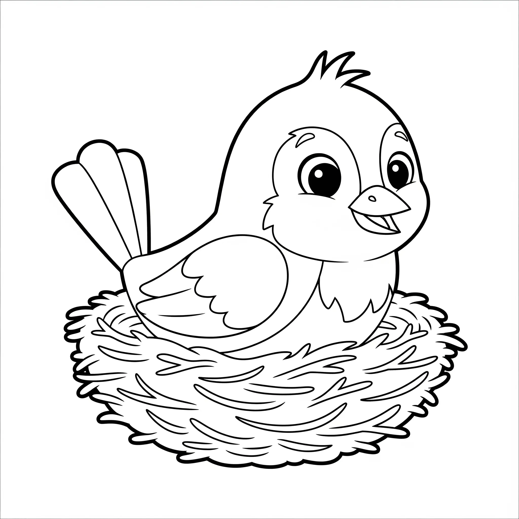 télécharger coloriage L’Oiseau Amical dans son Nid gratuit