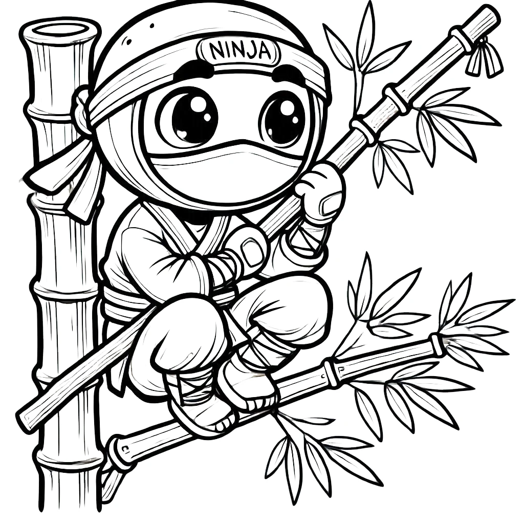 coloriage Ninja et découpage à imprimer 1